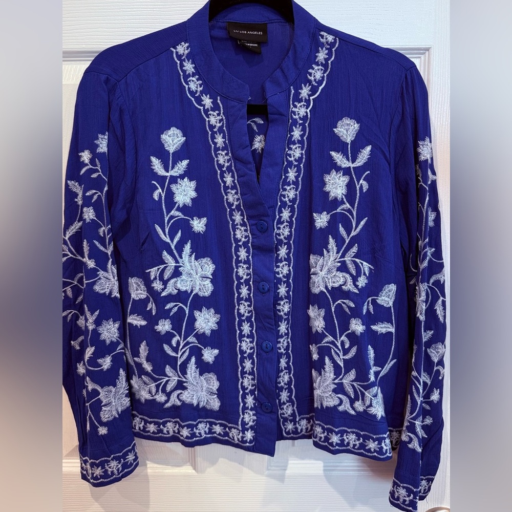 Blue Embroidered Light Jacket
